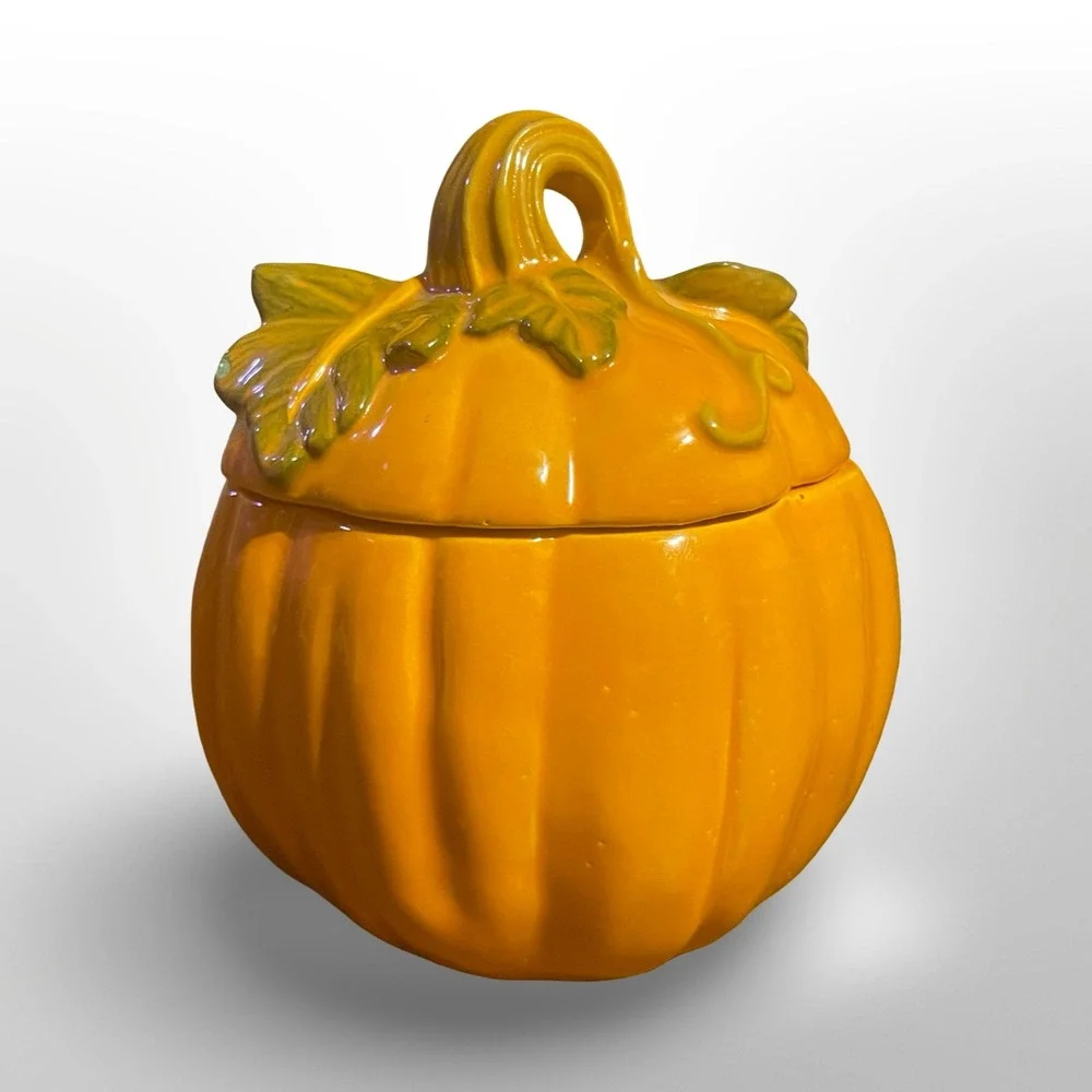 Ceramic Jack O Lantern Pumpkin tea light holder Halloween Decker‎ spooky festive